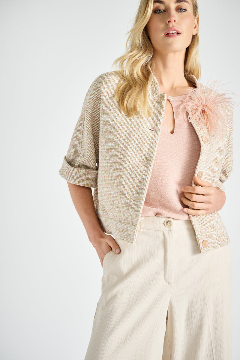 Roze mouwloze top met mooie halsuitsnijding