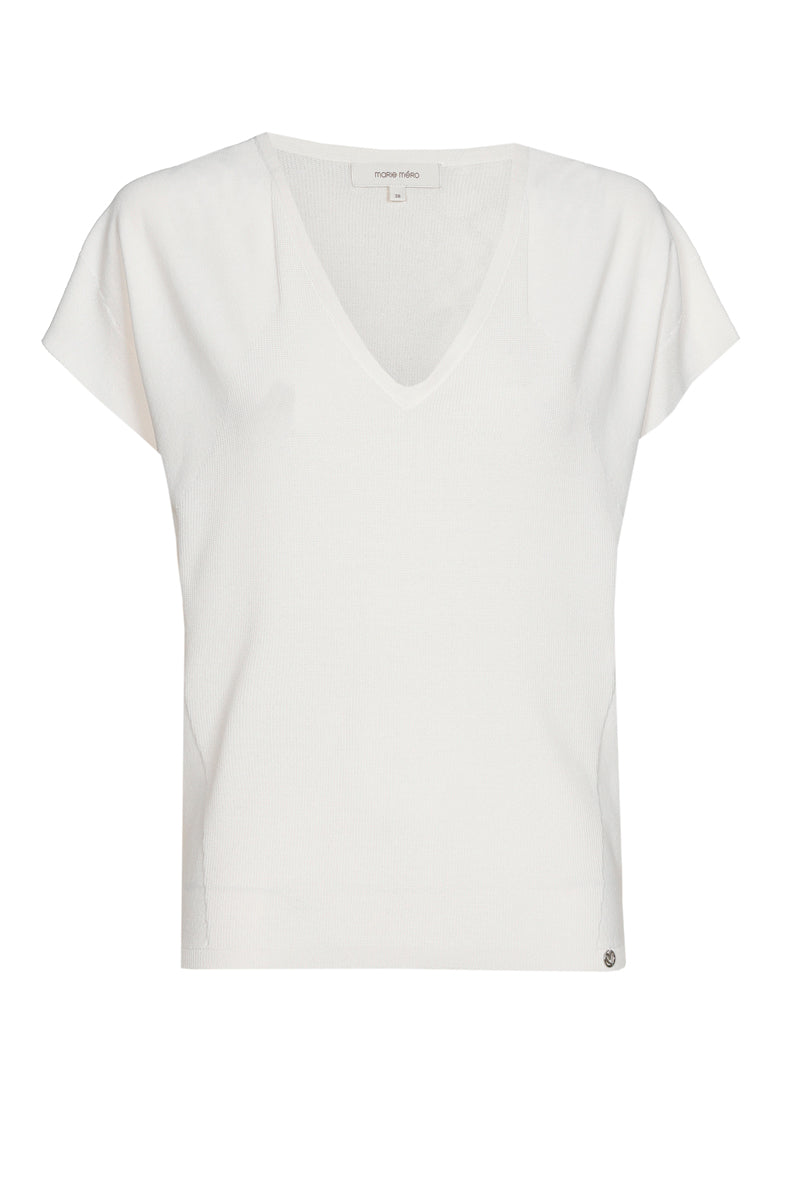 Top ample à col V crème