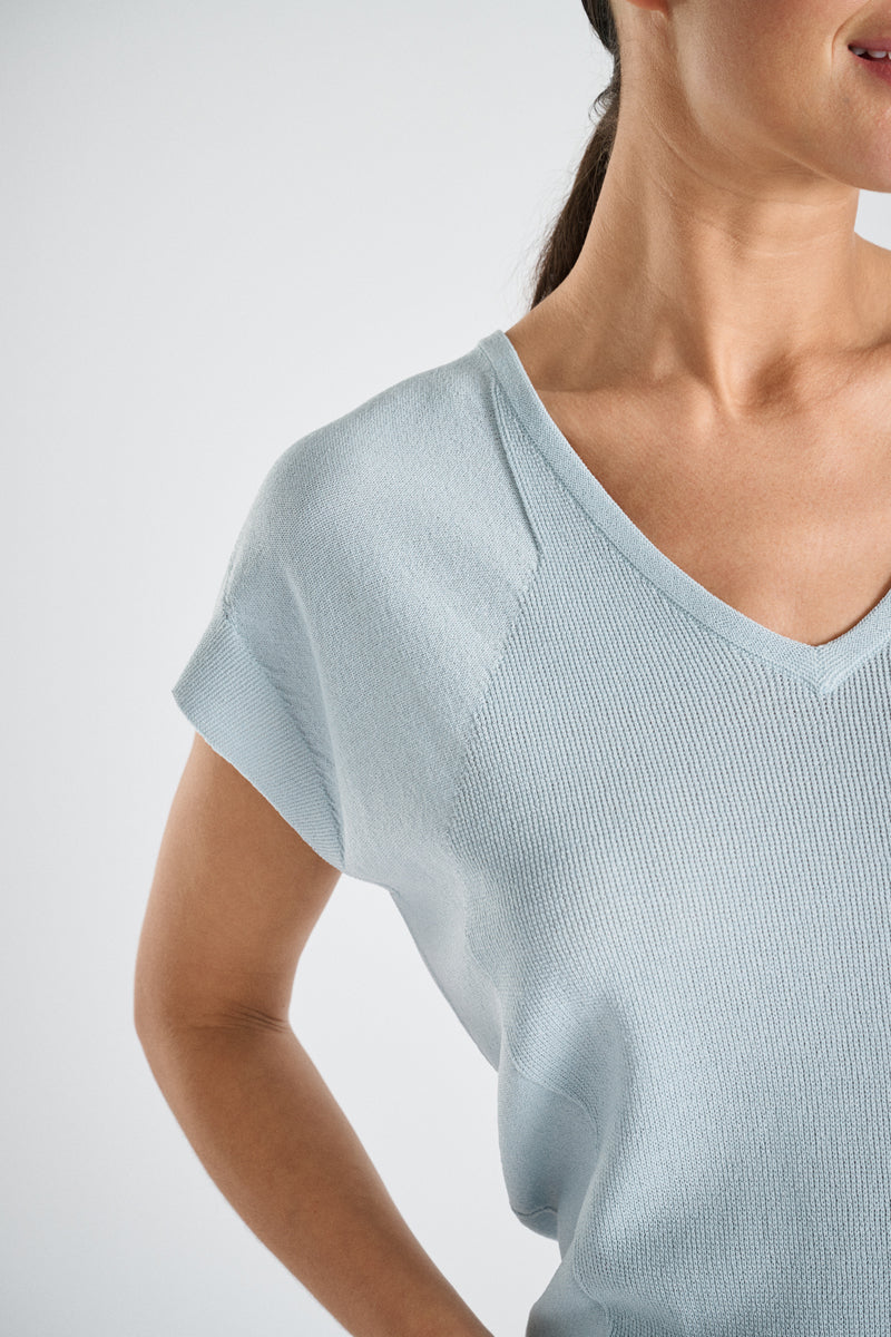 Wide v-neck top turquoise