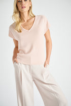 Wijde v-hals top roze