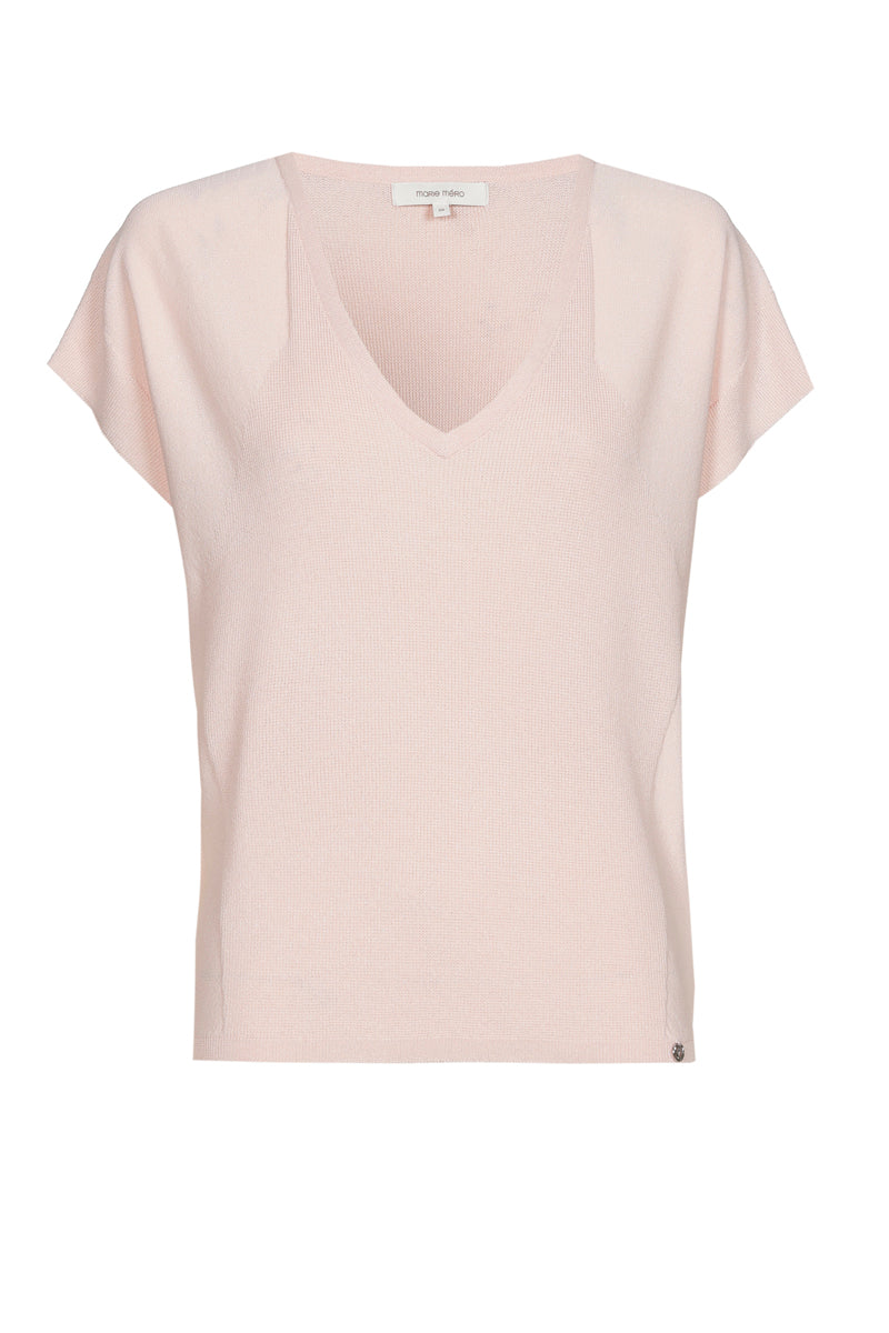 Wijde v-hals top roze
