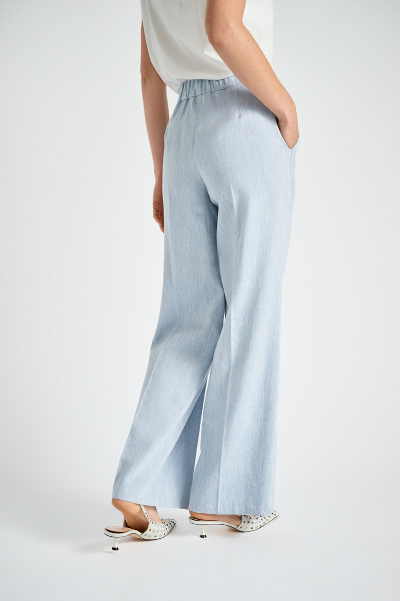 Long straight sky blue pant with pleat