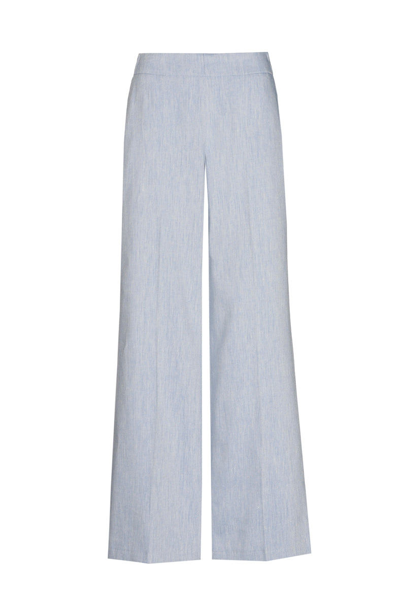 Long straight sky blue pant with pleat