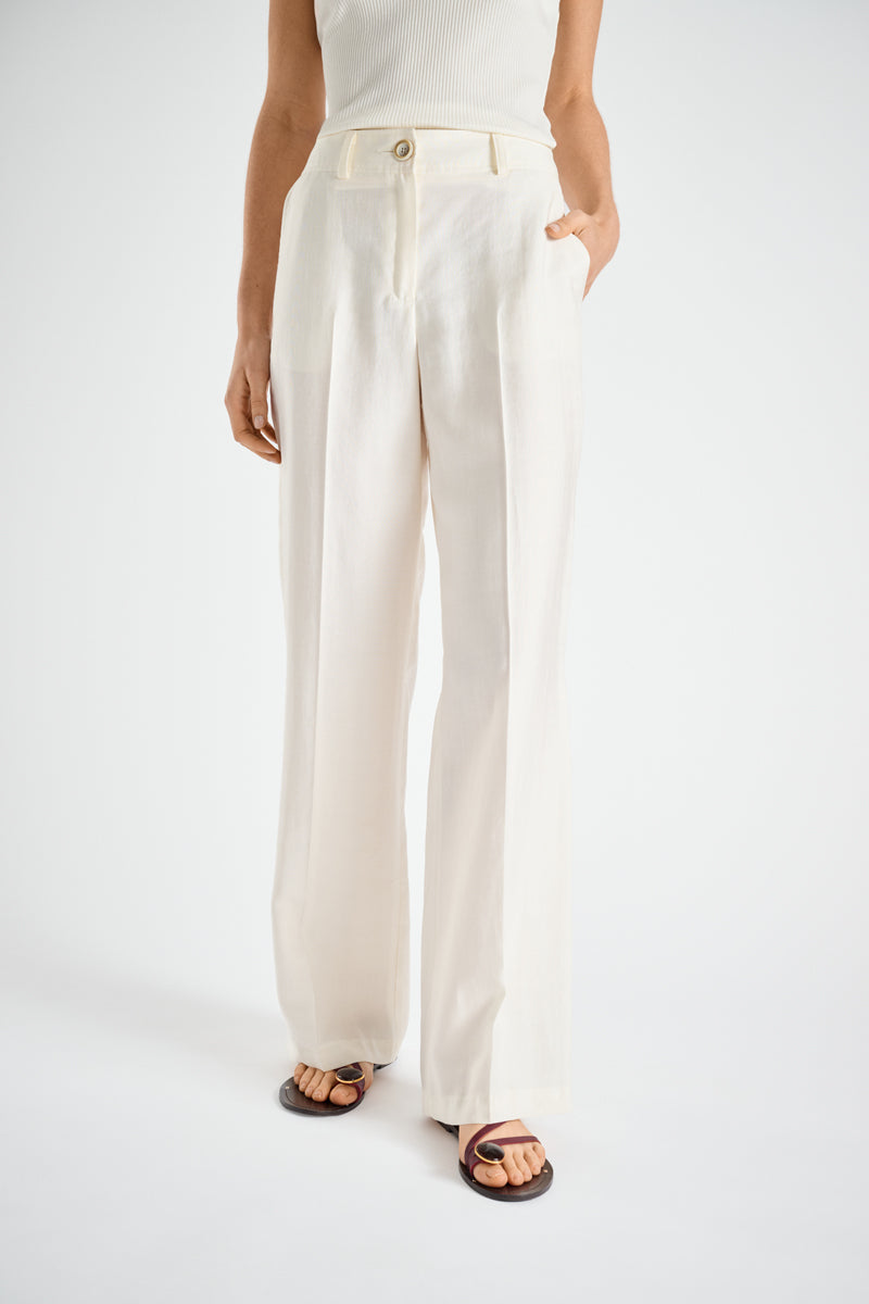 Crèmekleurige rechte broek