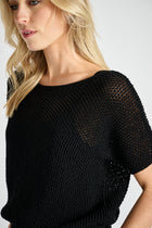 Pull en crochet à manches courtes noir