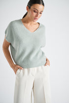 Pull ample à col V vert jade