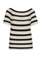 Striped crochet sweater black