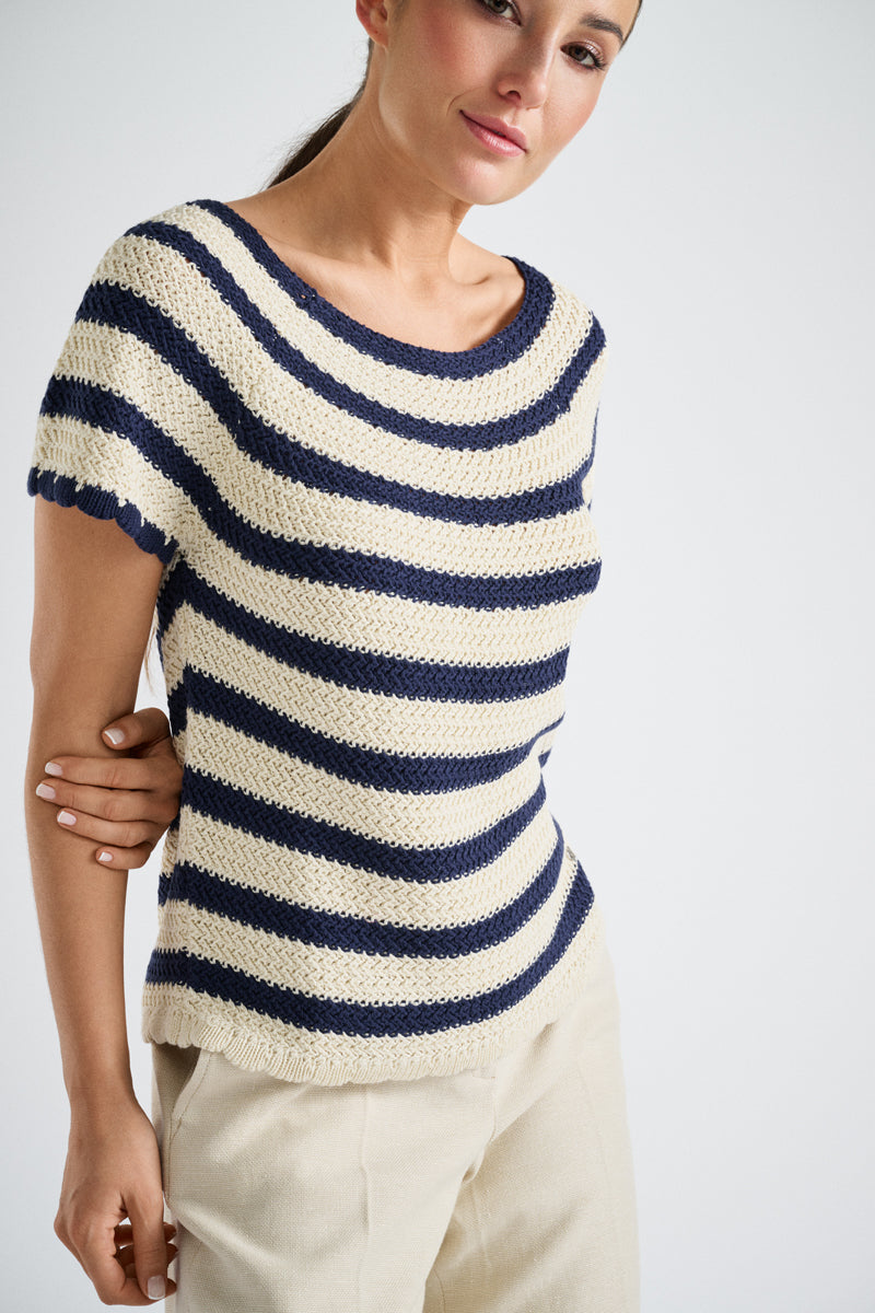Striped crochet sweater