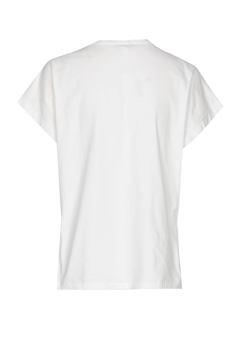 T-shirt blanc avec fleur blanche brodée