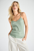 Khaki spaghetti straps top