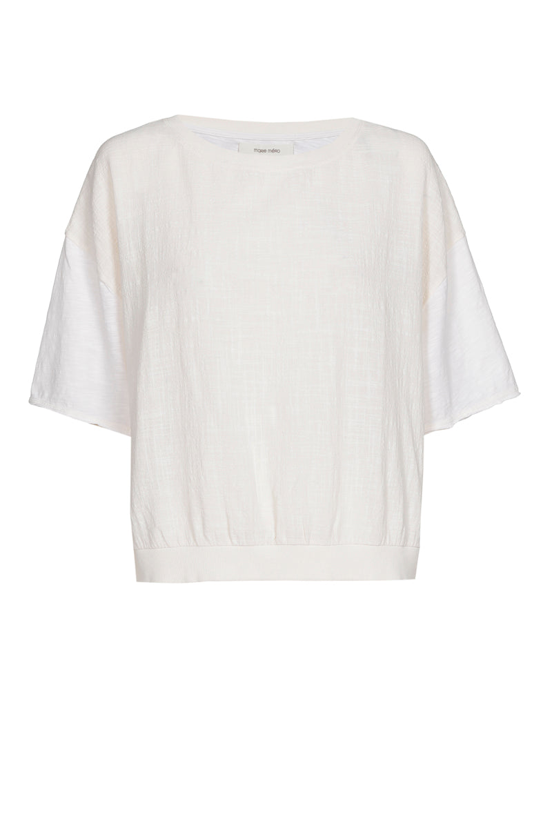 Cream t-shirt in wrinkled cotton