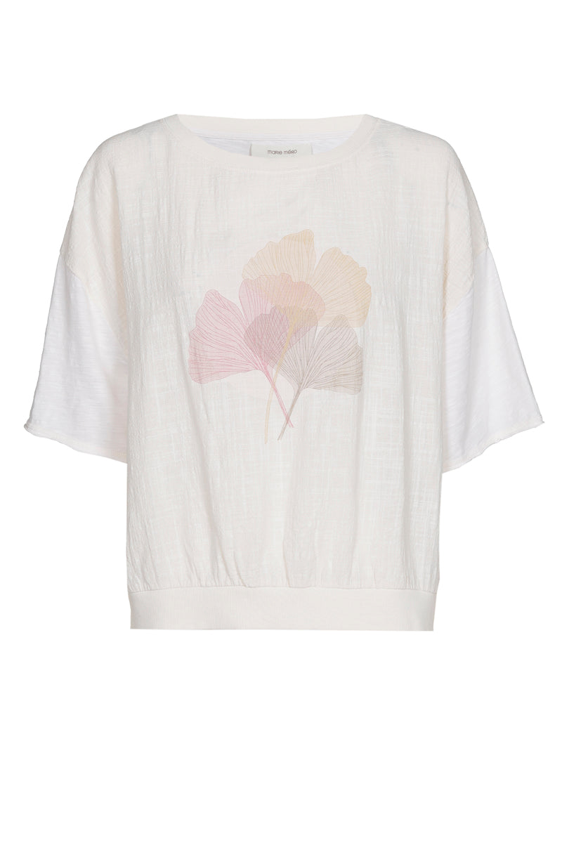 Crème t-shirt met print