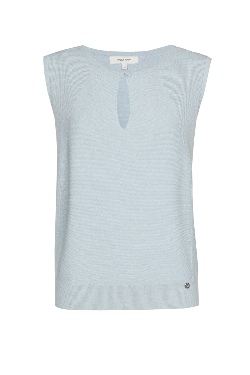 Turquoise mouwloze top met mooie halsuitsnijding