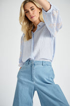 Lange katoenen broek in denimlook