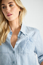 Light blue silky flower brooch