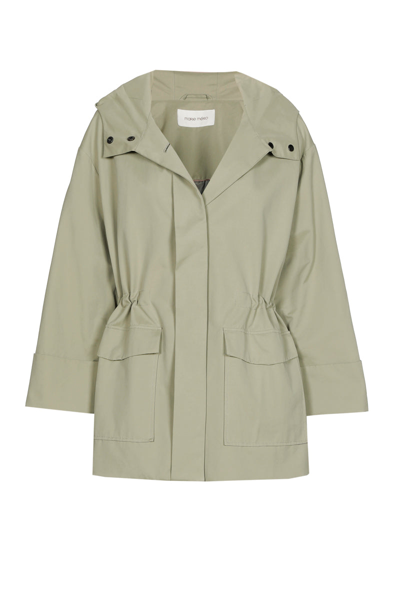 Short lined khaki jacket with hood