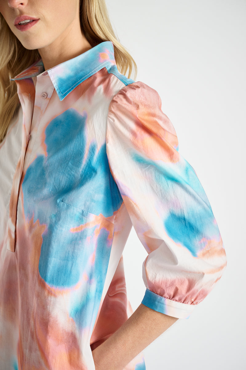 Roze kleedje met blauwe print