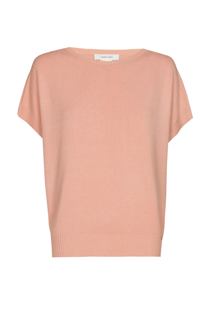 Salmon sweater with cut sleeve