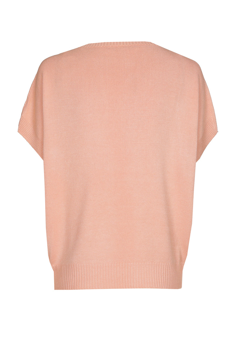Salmon sweater with cut sleeve
