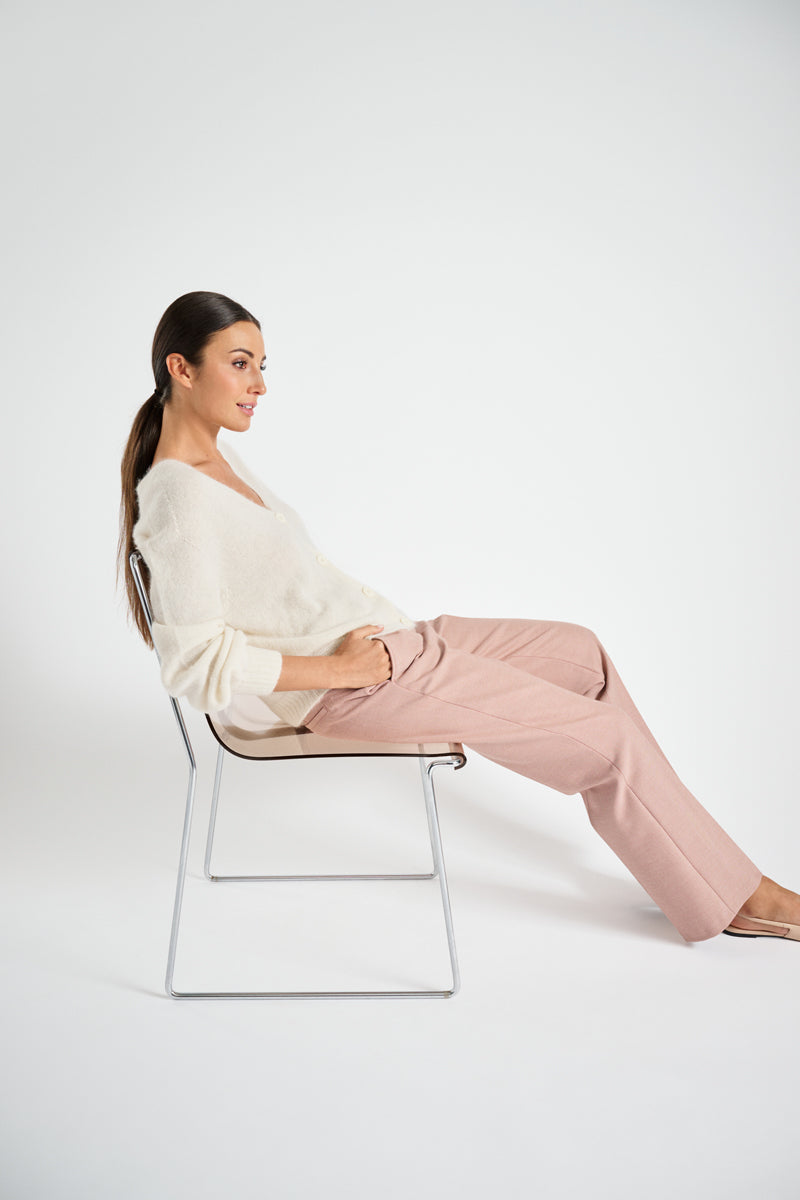 Short v-neck beige cardigan