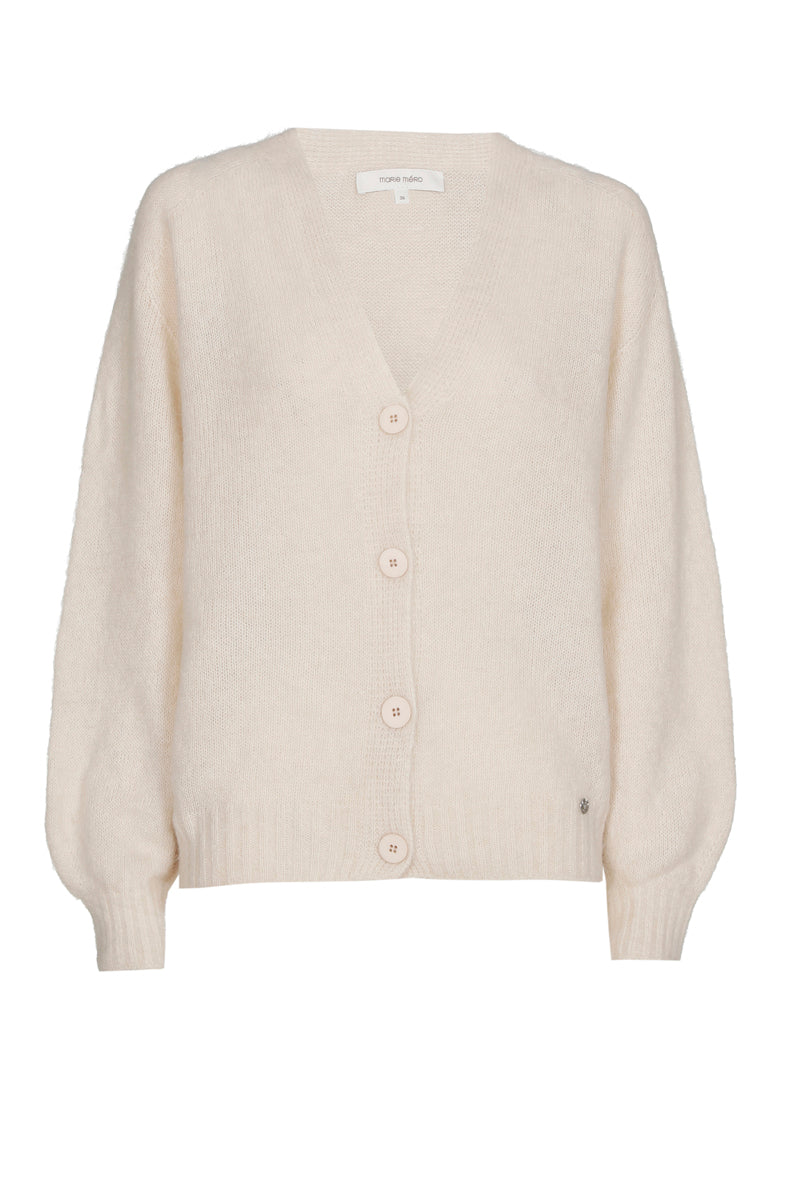 Short v-neck beige cardigan