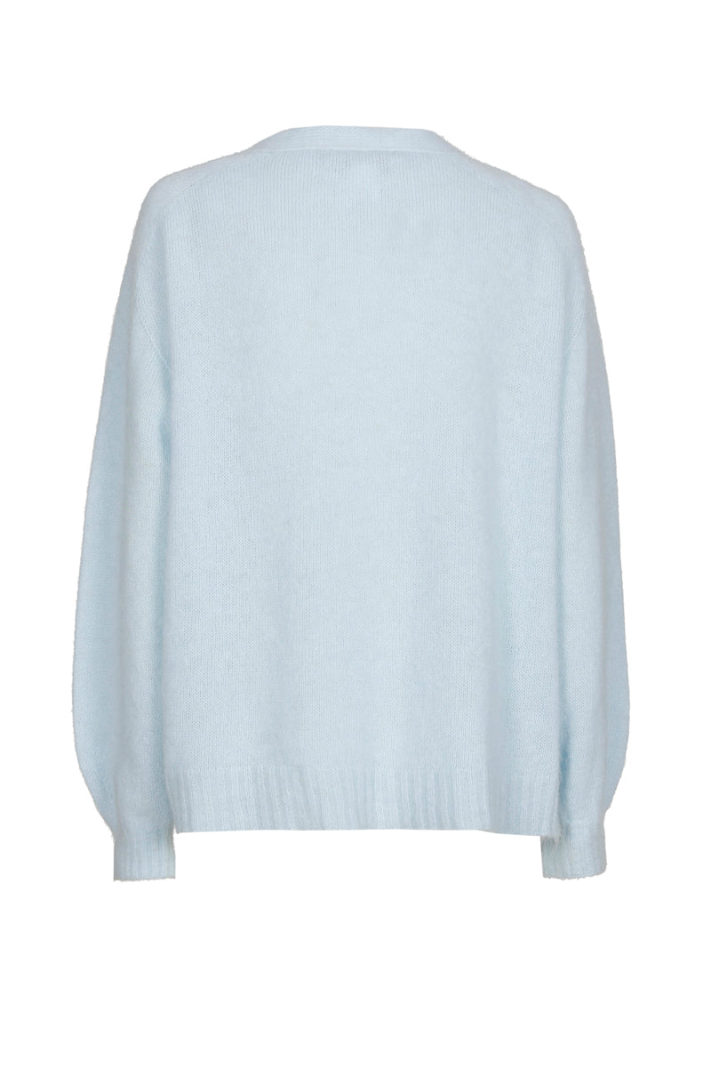 Korte v-neck cardigan lichtblauw