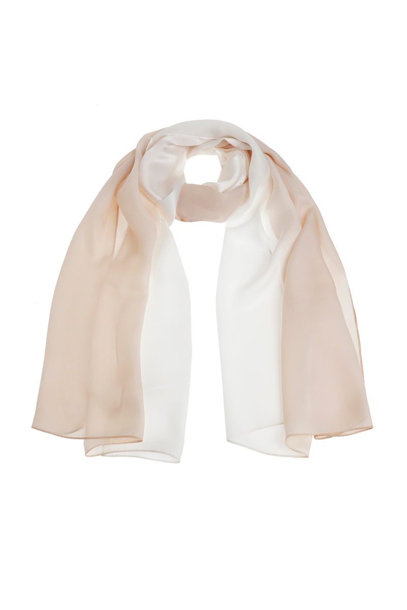 Lange zijden beige dégradé sjaal