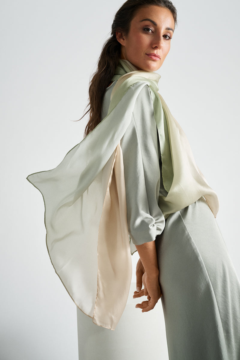 Lange zijde jade dégradé sjaal