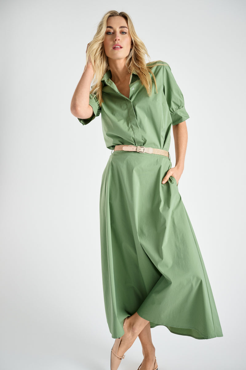 Groene midi a-lijn rok