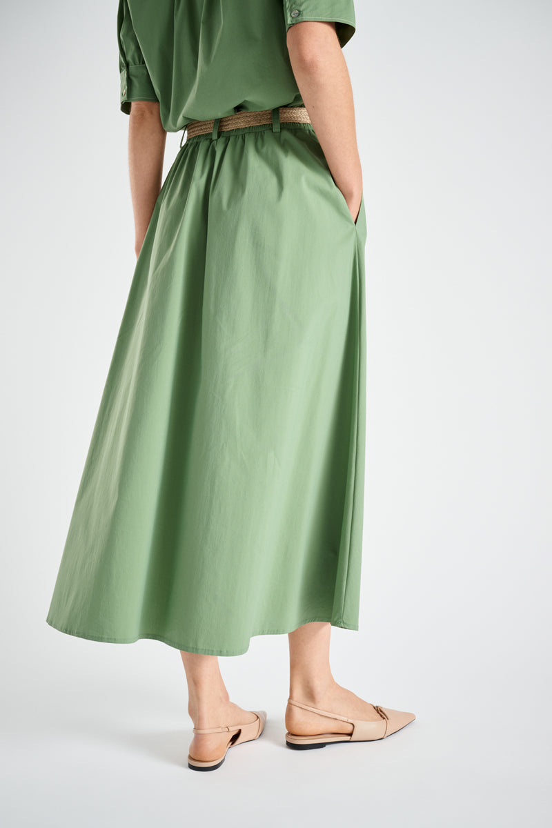 Groene midi a-lijn rok