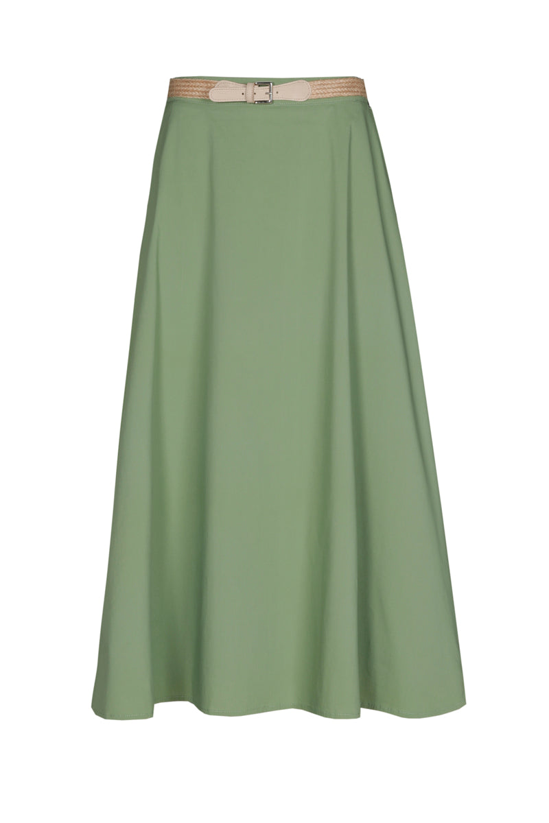 Groene midi a-lijn rok