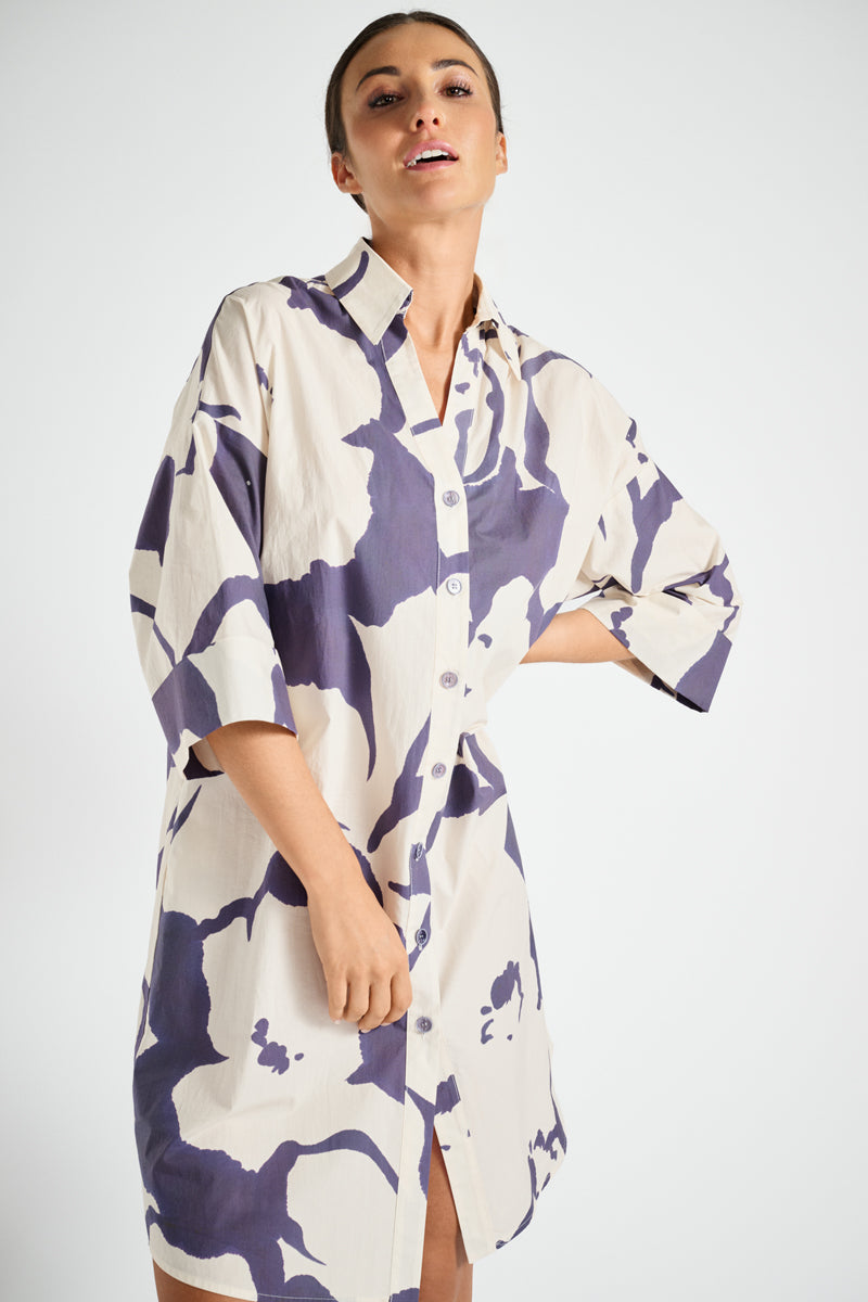 Flowered dress blue-white