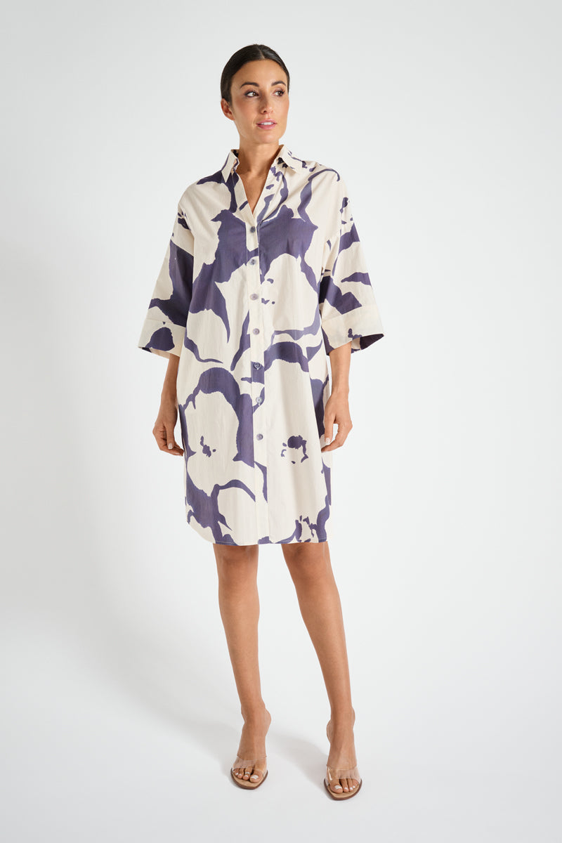 Robe fleurie bleue-blanche