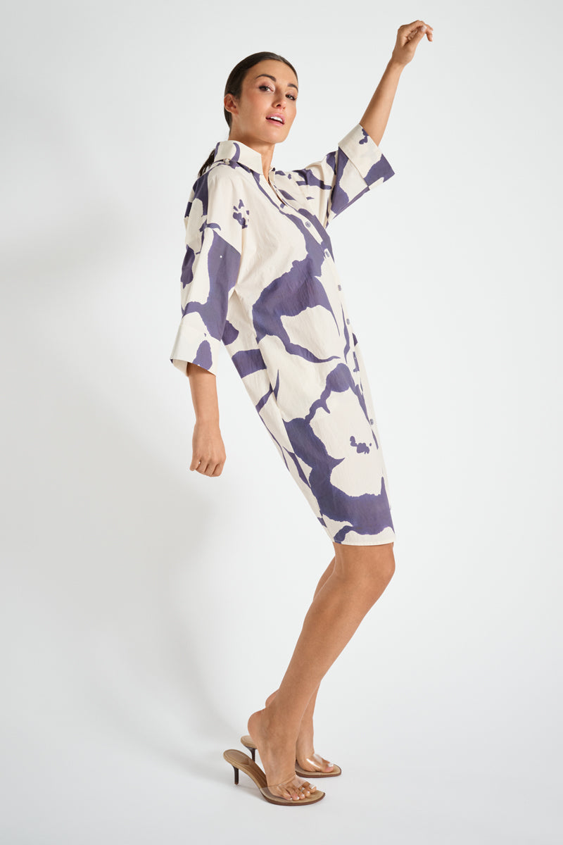 Robe fleurie bleue-blanche