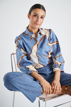 Cotton floral blouse with puff sleeves