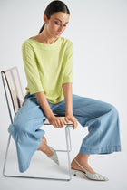 Lime green boat-neck jumper 