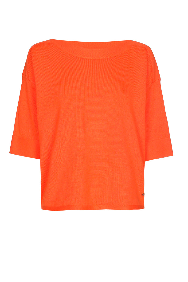 Oranje pull met boothals