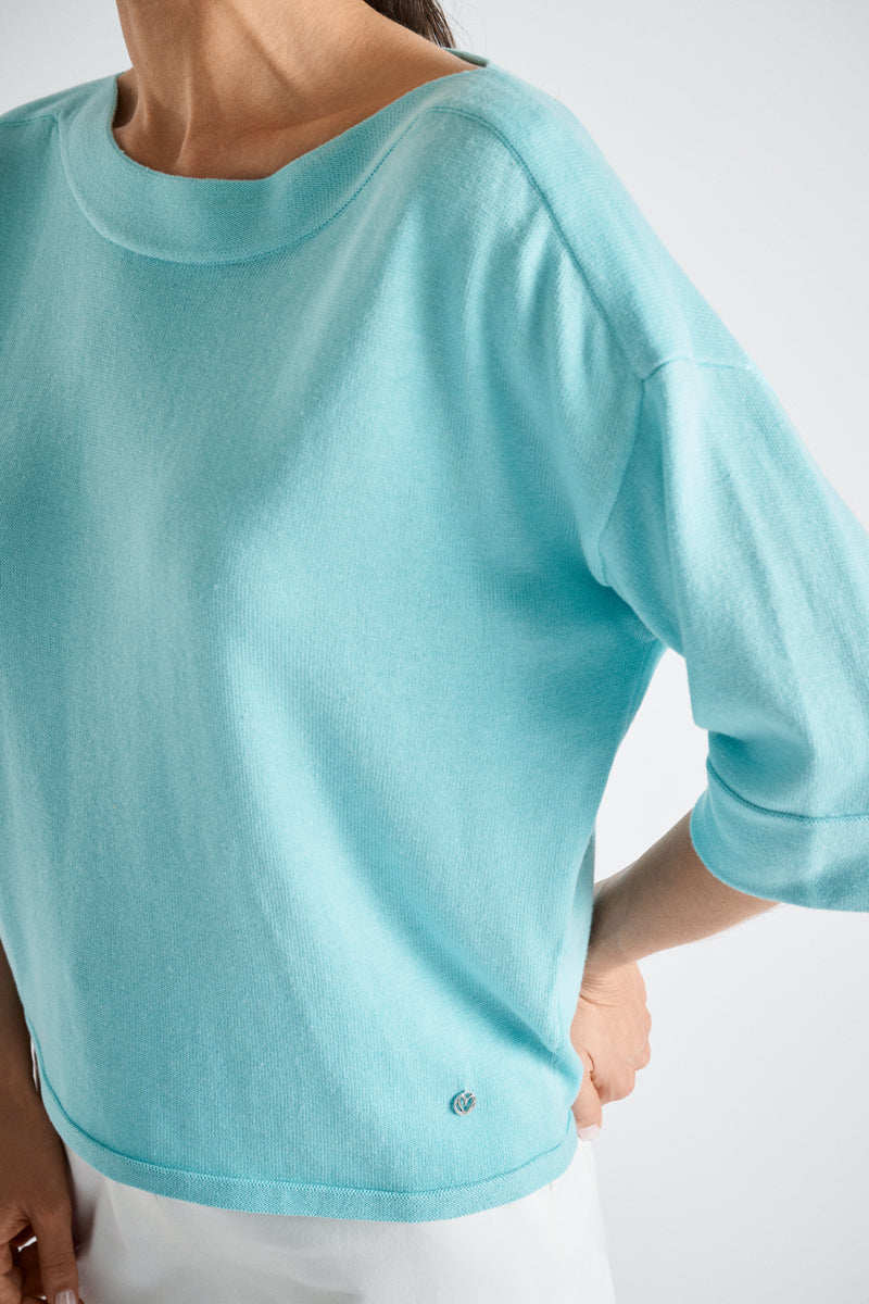 Turquoise boat-neck jumper 