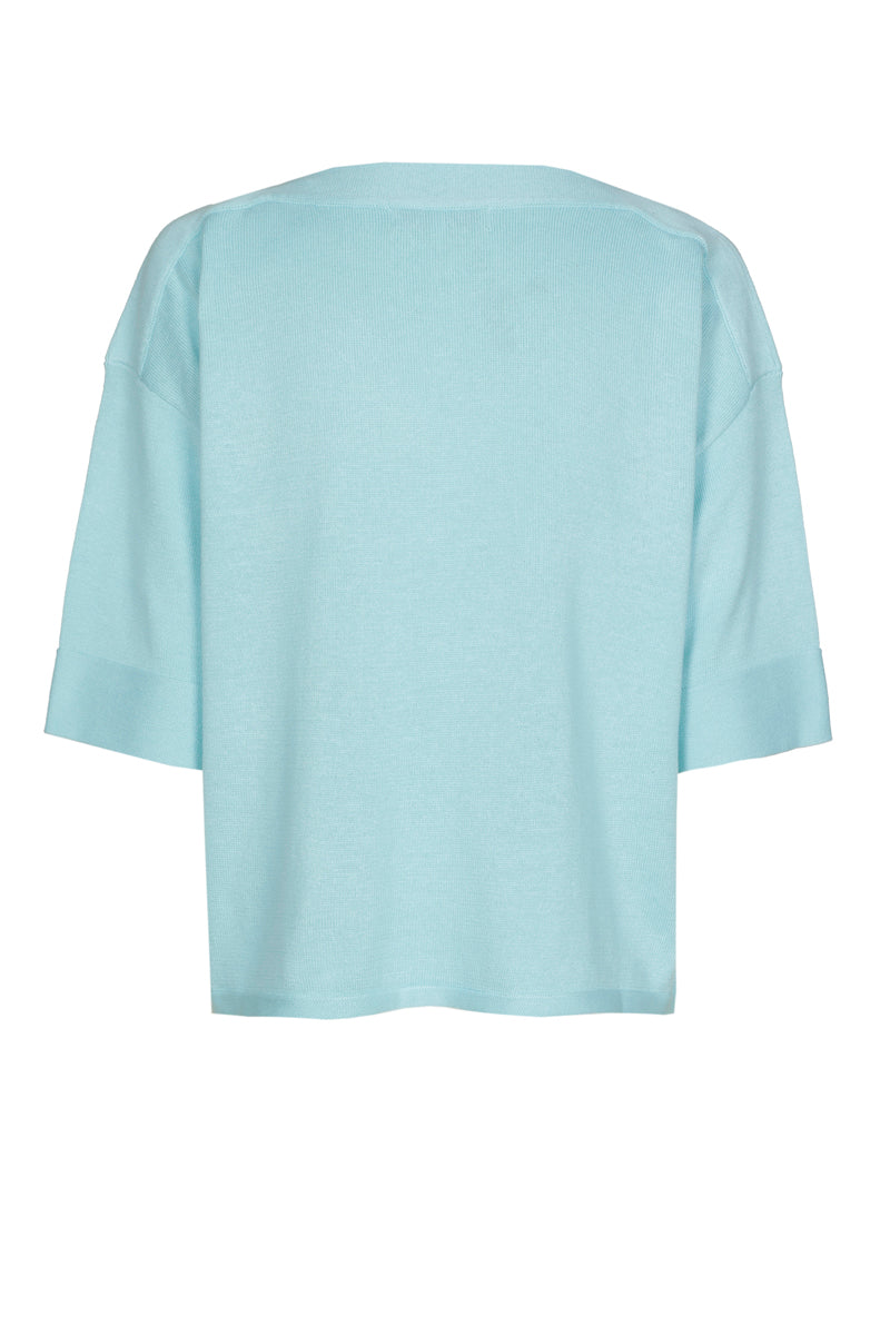Pull turquoise à col bateau