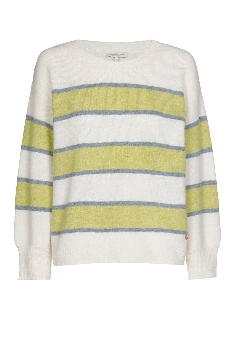 Gestreepte pull met groen in alpaca