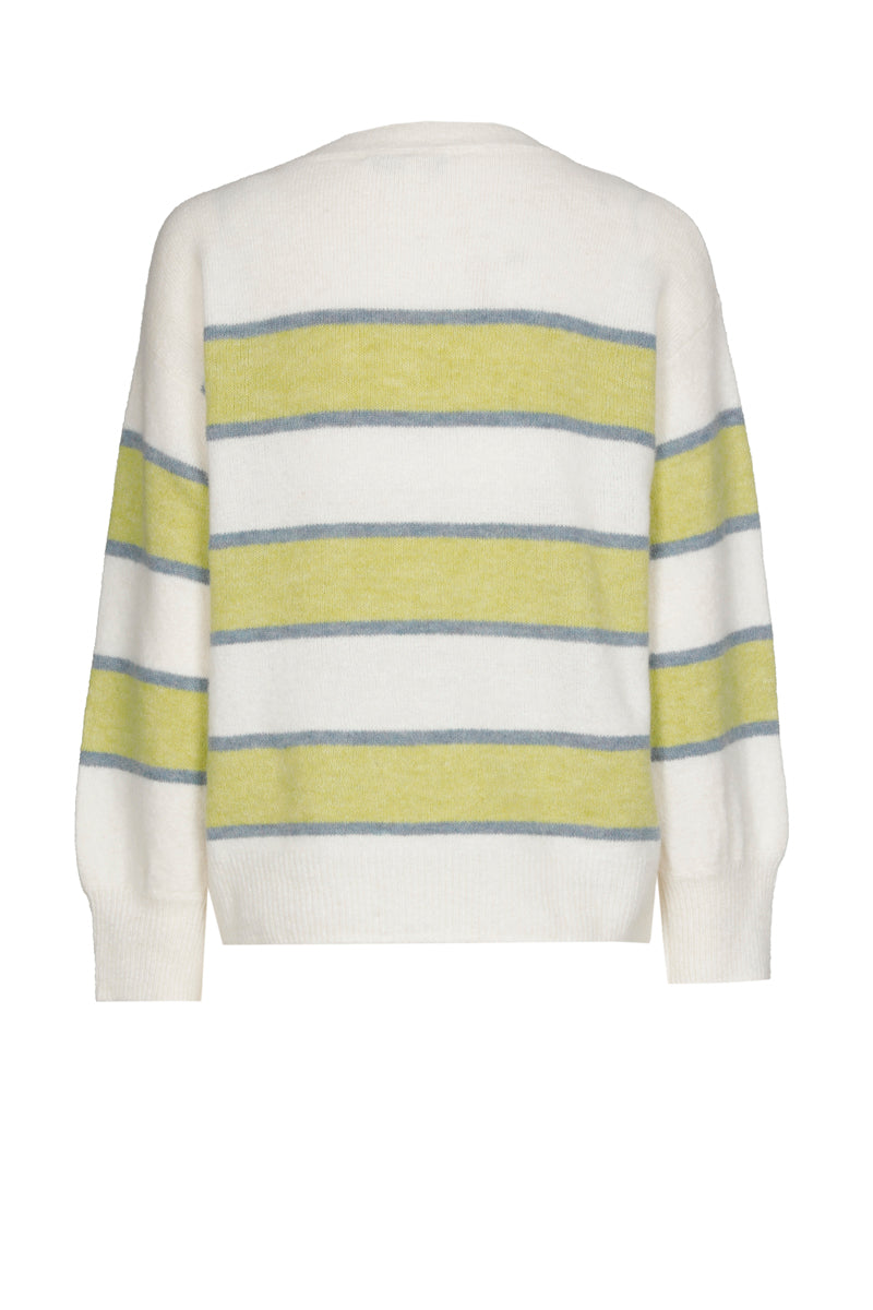 Gestreepte pull met groen in alpaca