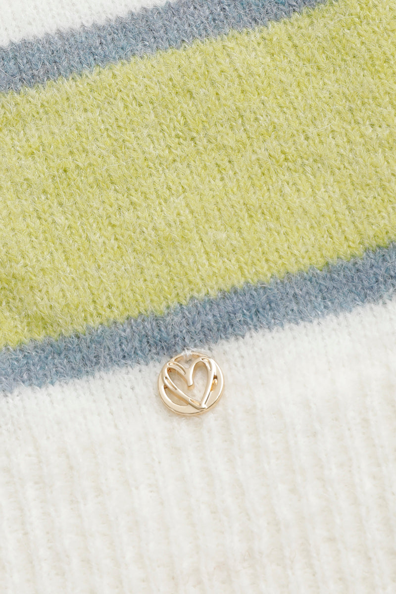 Gestreepte pull met groen in alpaca