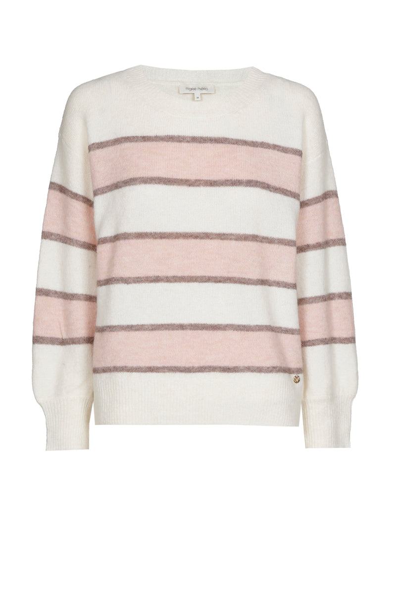 Gestreepte pull met roze in alpaca