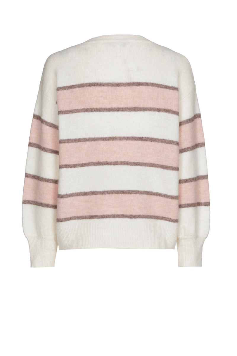 Gestreepte pull met roze in alpaca