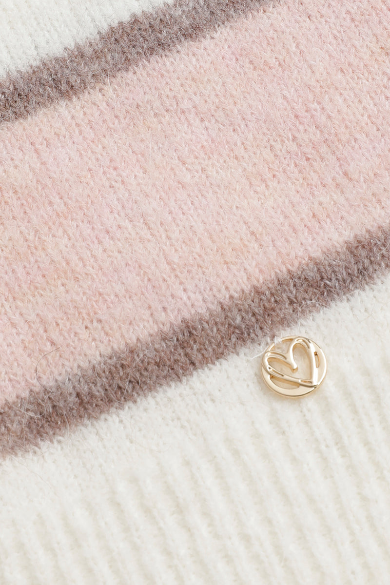 Gestreepte pull met roze in alpaca