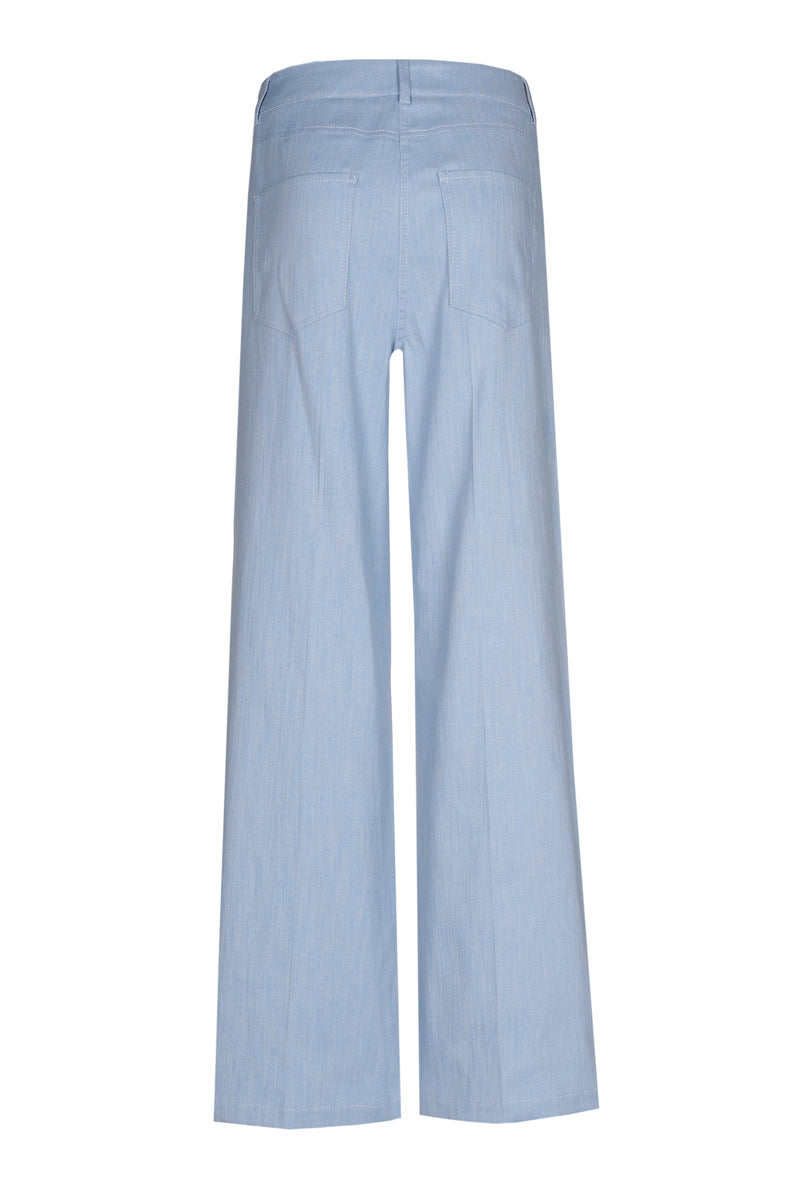 Wide-leg denim-blue trousers in a cotton blend