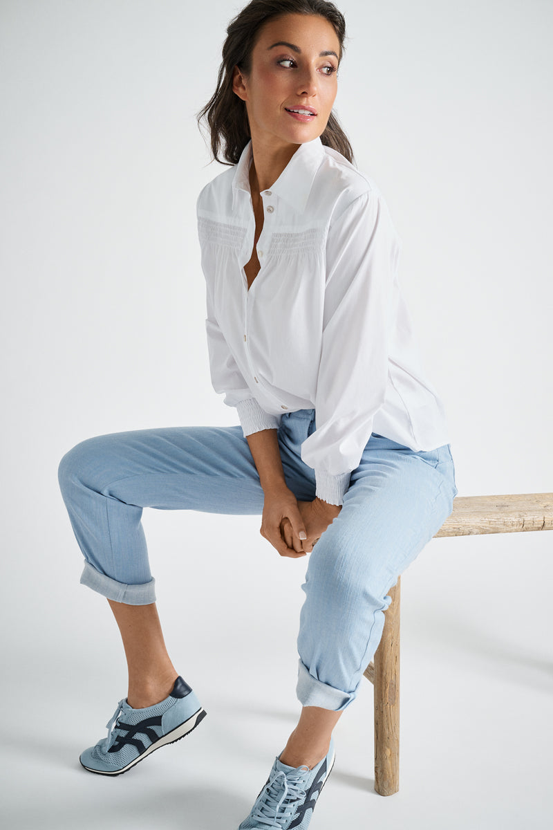 Pantalon slim en coton mélange