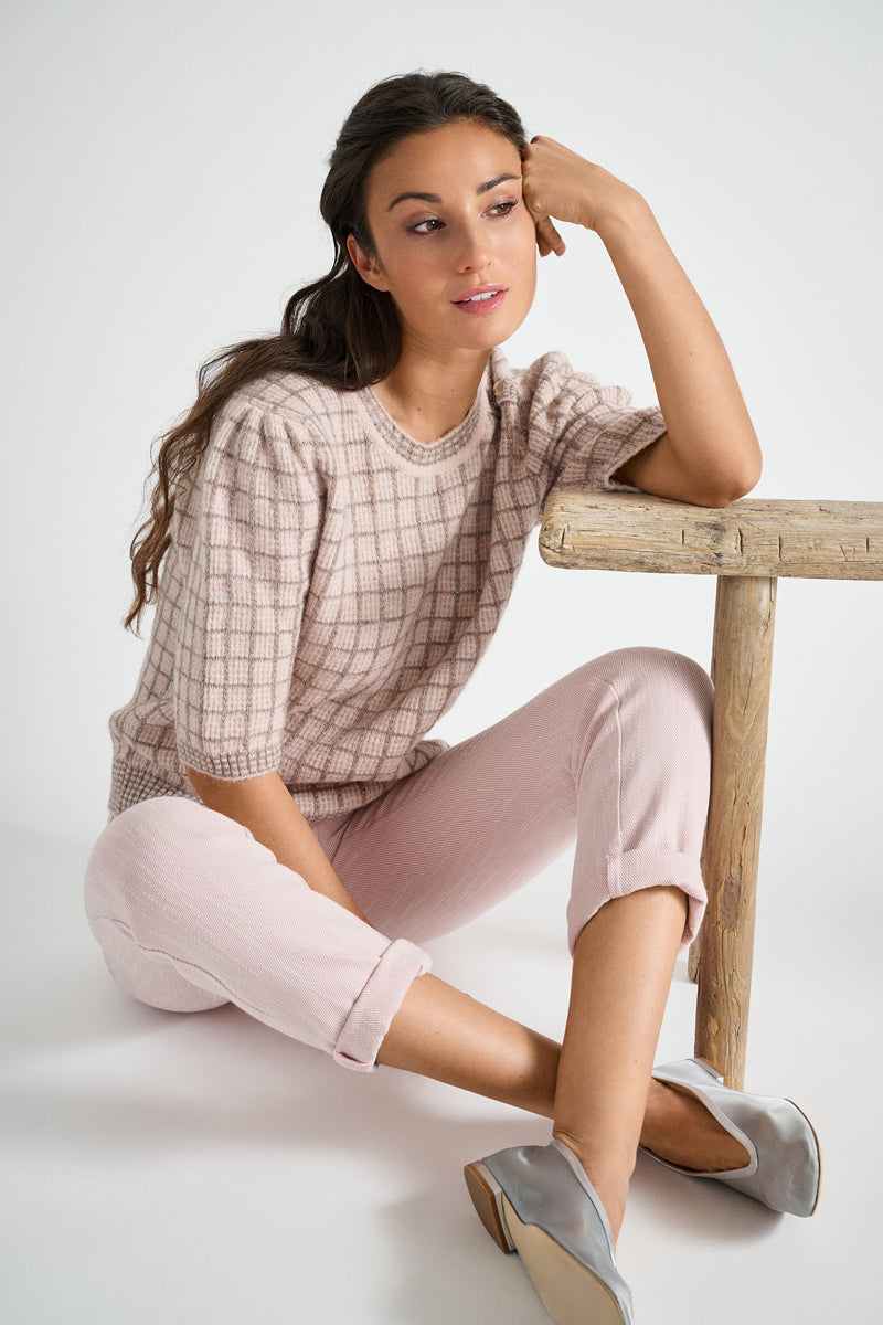 Pink slim fit trousers in cotton blend