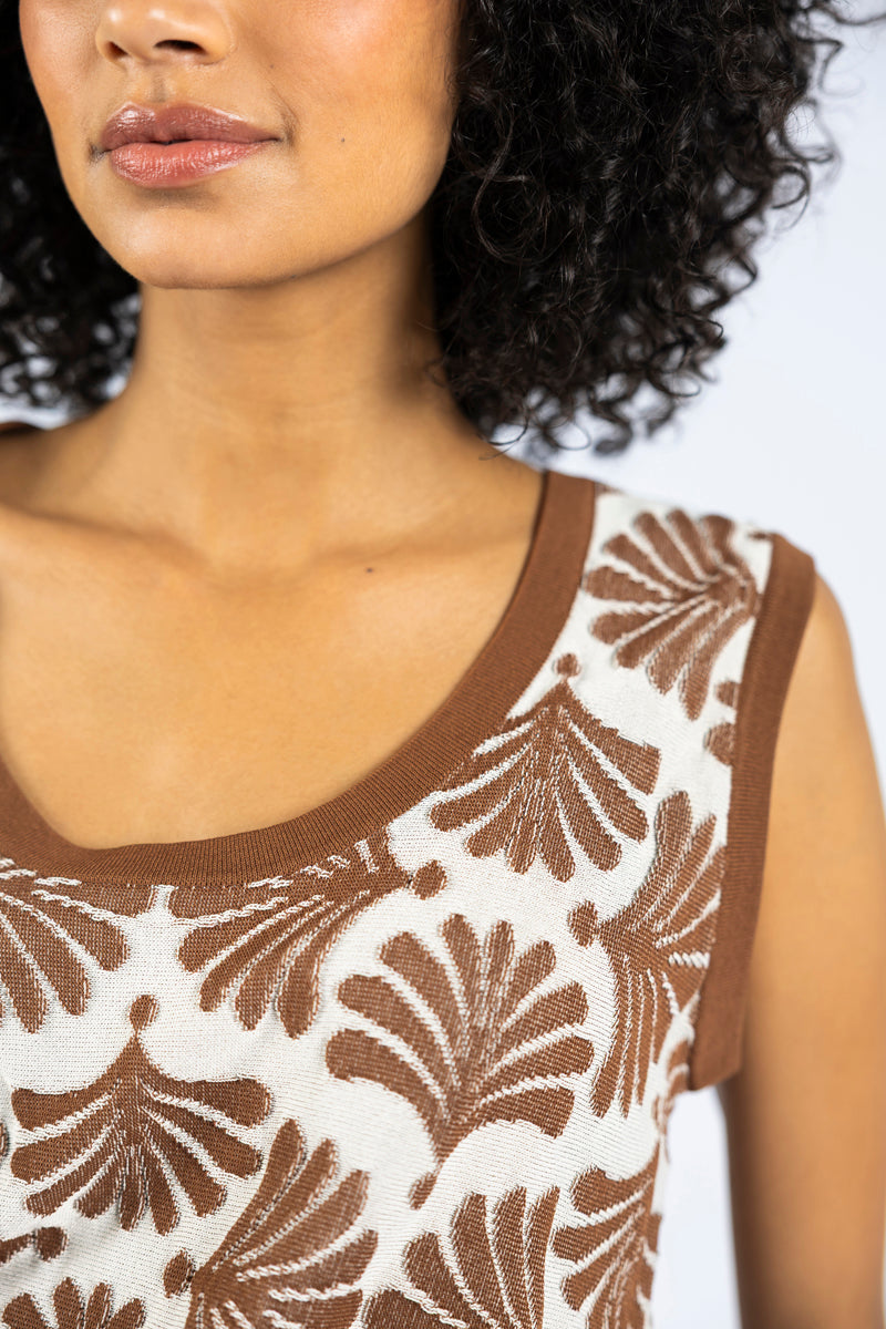 Jacquard printed singlet top 