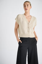 Cardigan korte mouw V-hals bijensteek